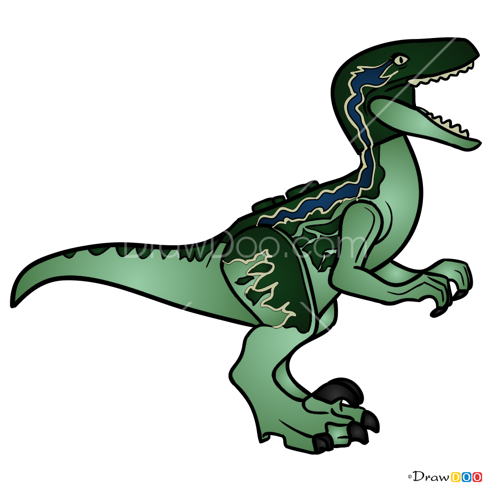 How to Draw Velociraptor Blue Lego Jurassic World